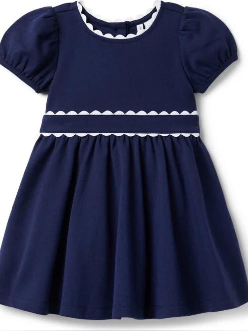 Janie & Jack Navy Scalloped Trim Ponte Dress